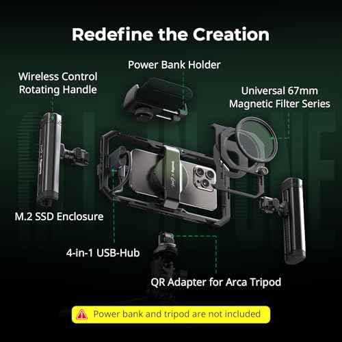 SmallRig x Brandon Li All-in-One Mobile Video Kit, Universal Quick Release Phone Video Rig Kit for iPhone for Samsung for Pixel, with 67mm VND Filter Wireless Rotatable Handles for M.2 SSD