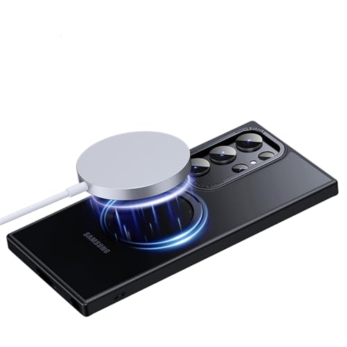 QIVSTAR Case for Galaxy S24 Ultra, with Magnetic Invisible Stand [Compatible with MagSafe] Transparent Back Military-Grade Protection Shockproof Men Women Cover Samsung Galaxy S24 Ultra, Purple SSD