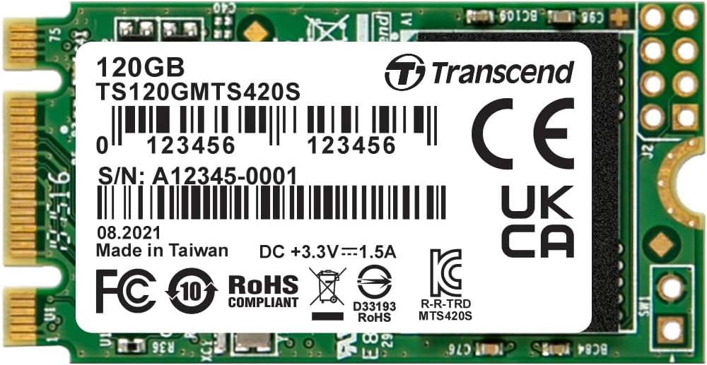 Transcend 120GB M.2 2242 SATA III Internal SSD, B+M Key, 500MB/s, for 