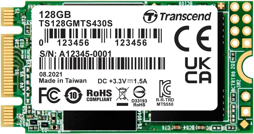 Transcend 128GB M.2 2242 SATA III Internal SSD, 560MB/s, B+M Key, for 