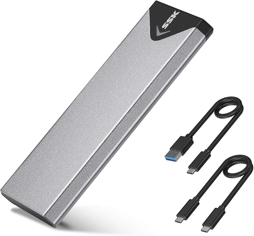 SSK Aluminum M.2 NVME SATA SSD Enclosure Adapter, USB 3.2 Gen 2 to PC