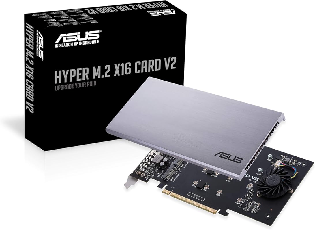 ASUS Hyper M.2 X16 PCIe 3.0 X4 Expansion Card V2 Supports 4 NVMe M.2
