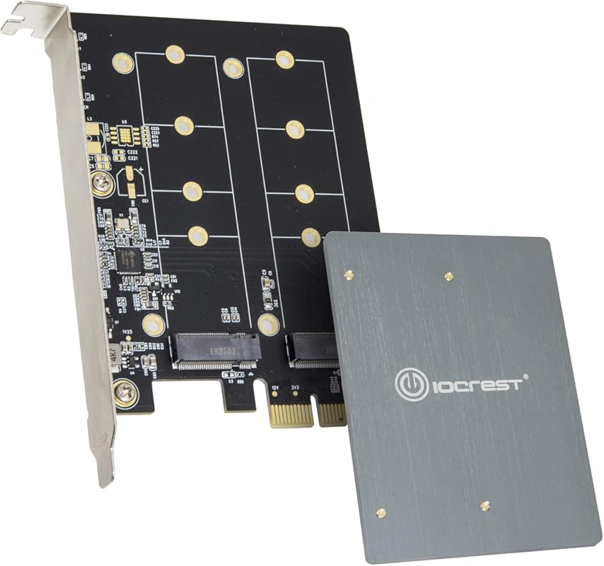 IO CREST Dual M.2 B-Key SATA SSD to PCIe 3.0 x1 Adapter with Heat Sink
