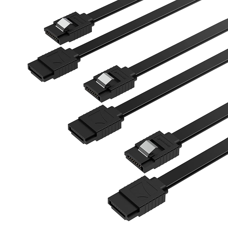 3-Pack 20-Inch SATA III Data Cable with Locking Latch for SSD, HDD, an