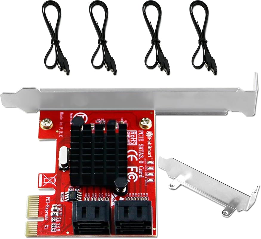 PCIE 3.0 to 4-Ports 6Gbps SATA III Expansion Card for Desktop PCs, ASM
