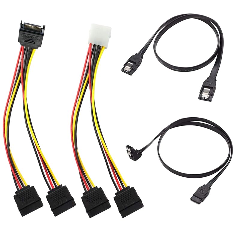 SATA Data and Power Splitter Cable Kit for SSD and HDD Storage Expansi