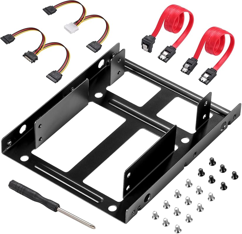 SSD Metal Mounting Bracket Kit, 2.5 to 3.5 Hard Drive Adapter, Compati