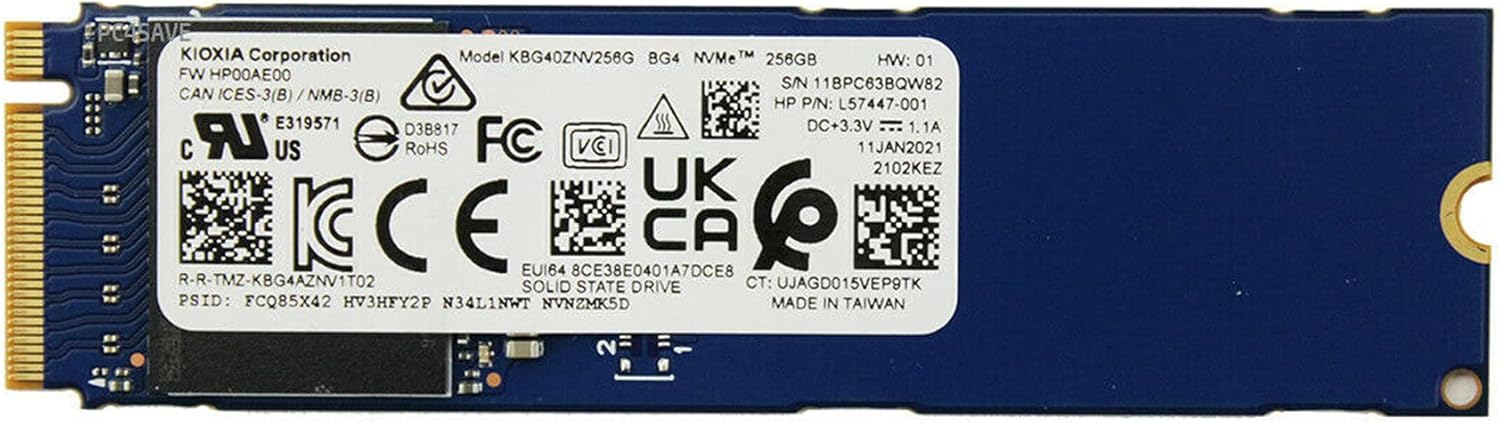 66 BTB Kioxia Internal SSD, 256GB BG4 PCIe Gen3 x4 NVMe M.2 2280, Mode