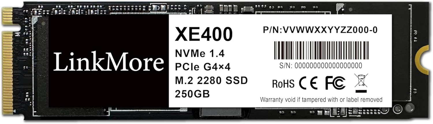 LinkMore XE400 250GB M.2 2280 PCIe Gen4 NVMe 1.4 Internal SSD, Solid S