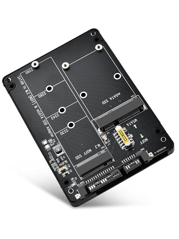 M.2 to SATA Adapter for B+M Key NGFF and mSATA SSDs, Converts to 2.5