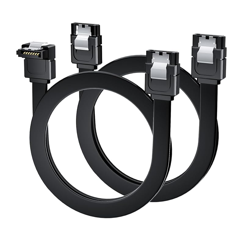 Right Angle and Straight SATA III Cables with Locking Latch for SSD an