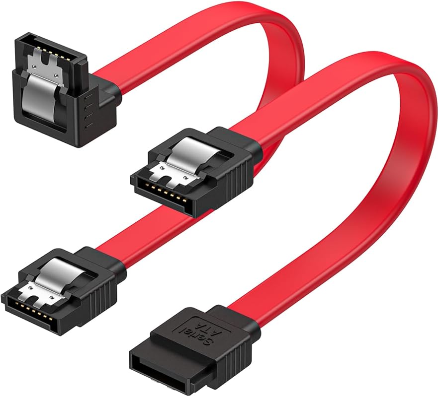 8-Inch SATA III Cable with Right Angle and Straight Connectors for 2.5