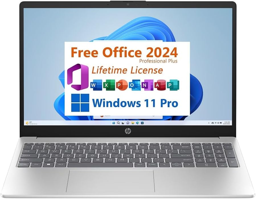 HP 15.6-inch FHD laptop with Intel Core i3-1215U, 8GB RAM, and 256GB S