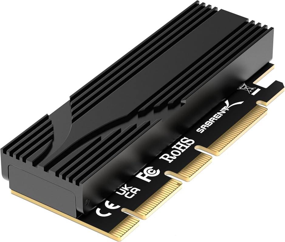 M.2 NVMe SSD to PCIe x16 Adapter with Aluminum Heatsink, Gen5 Compatib