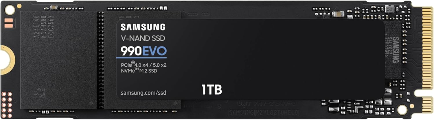 Samsung 990 EVO 1TB M.2 NVMe SSD with PCIe Gen 4 and Gen 5 Support