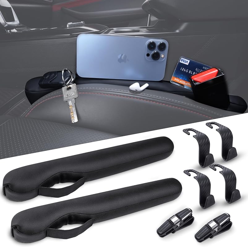 Leather Car Seat Gap Filler 2 Pack, Brown Car Gap Filler Organizer Bet
