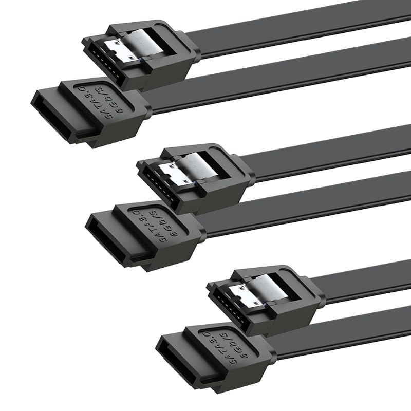 6Gbps SATA III Data Cable for SSD and HDD, 15 Inch, 3-Pack