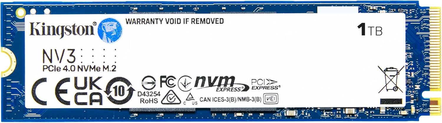 Kingston NV3 1TB M.2 2280 NVMe SSD | PCIe 4.0 Gen 4x4 | Up to 6000 MB/