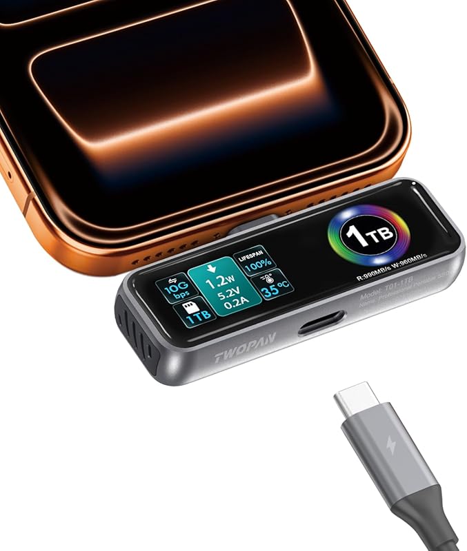 Magnetic 1TB SSD for iPhone 17/16 Pro with ProRes 4K recording and USB