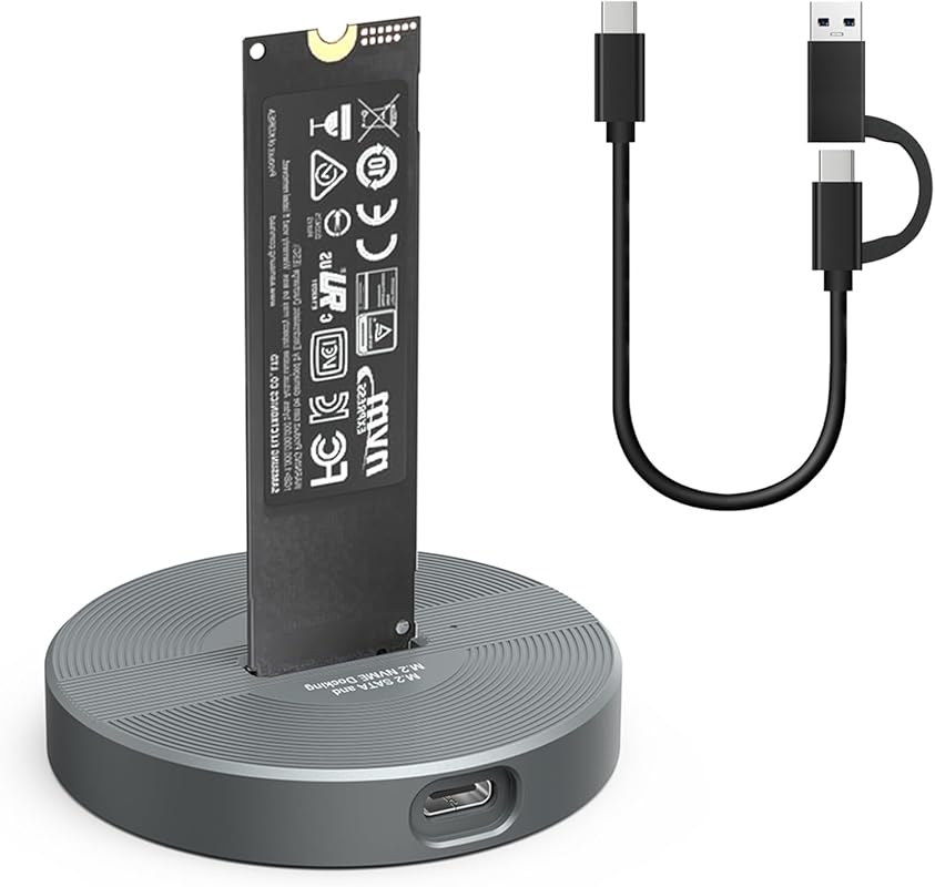 M.2 NVMe and SATA SSD to USB-C Adapter with USB-A Support for 2280 to