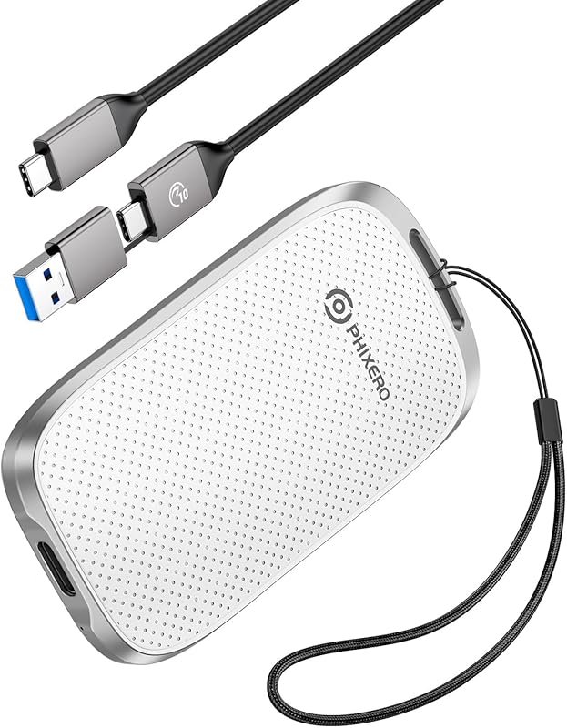 PHIXERO 2TB Portable SSD, Type-C Interface, Up to 450Gbps, Built-in mS