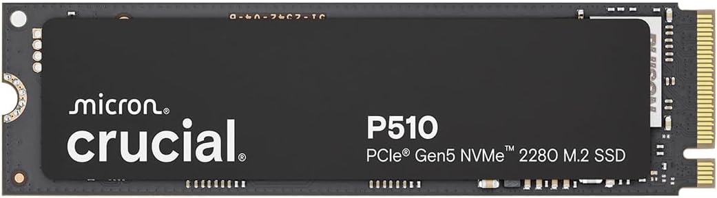Crucial P510 1TB PCIe Gen5 NVMe SSD with 11,000MB/s Speeds for Gamers 