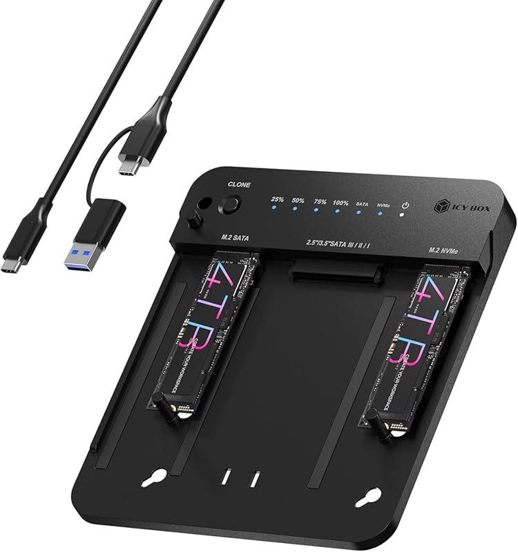 M.2 NVMe and SATA SSD Docking Station with USB-C and Offline Cloning
