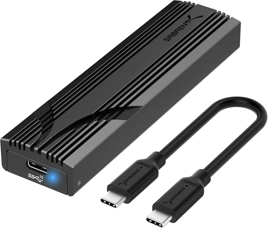 Sabrent Tool-Free USB-C NVMe Enclosure for 2230 to 2280 M.2 SSDs with 
