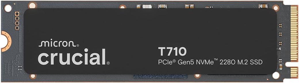 Crucial T710 1TB PCIe Gen5 SSD with 14,900 MB/s speed for gamers and c