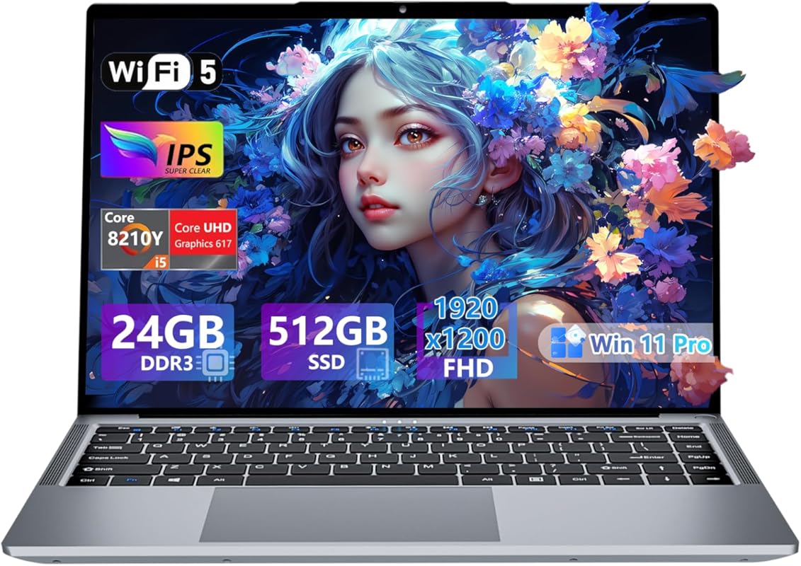 15.6 Inch i5 Laptop for Students and Work, 24GB RAM, 512GB SSD, Full H