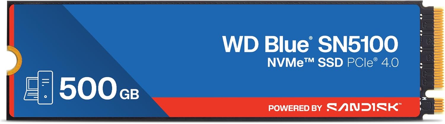 WD Blue SN5100 500GB NVMe SSD - M.2 2280, PCIe Gen 4.0, Internal Solid