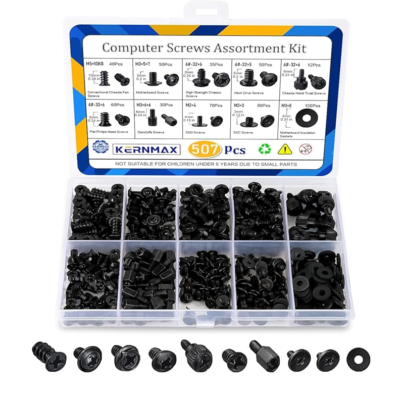 507Pcs Professional Computer Screws Assortment Kit, Includes Motherboa