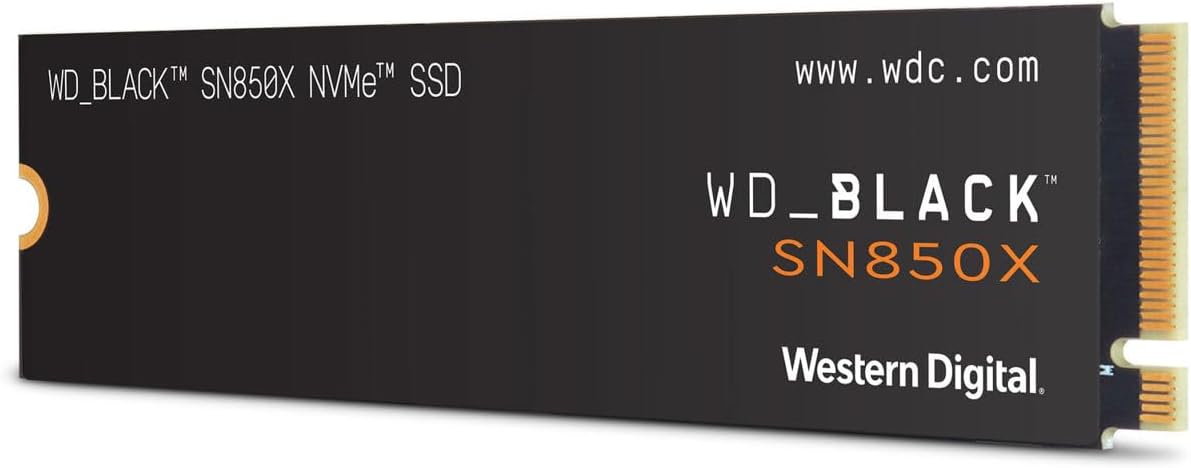 WD Black SN850X 1TB NVMe SSD without heatsink, high-speed M.2 storage