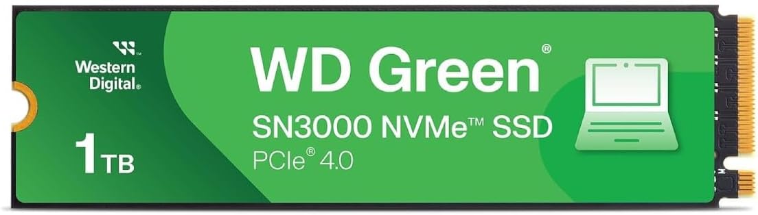 Western Digital WD Green SN3000 1TB NVMe SSD: Gen4 PCIe, 5,000 MB/s, E