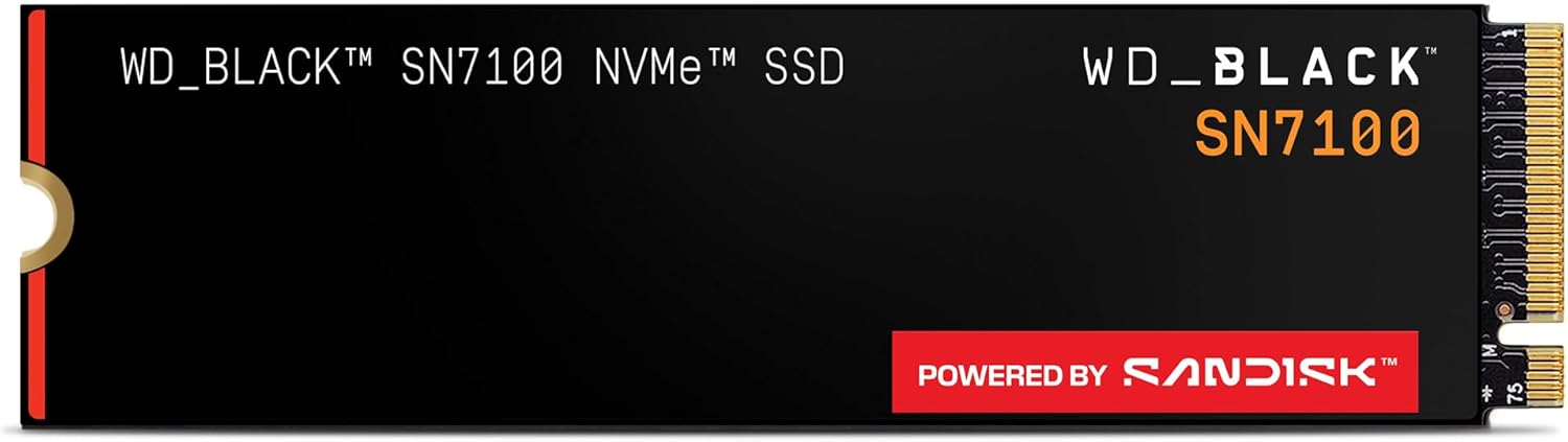 WD Black SN7100 2TB Gen4 NVMe SSD, up to 7,250MB/s read, perfect for l