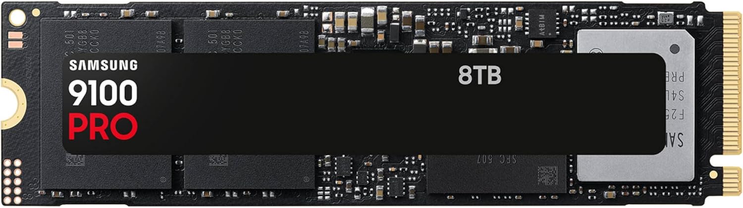Samsung 9100 Pro 8TB PCIe 5.0 M.2 SSD with up to 14,800 MB/s read spee