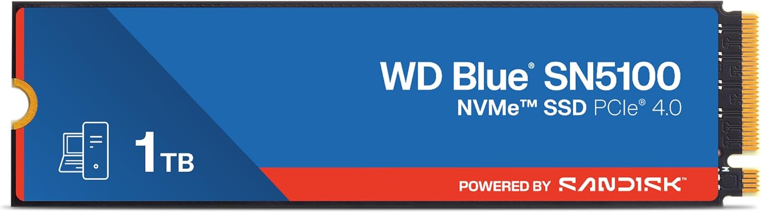 WD Blue SN5100 1TB NVMe SSD - M.2 2280, PCIe Gen 4, Up to 7,100MB/s Re