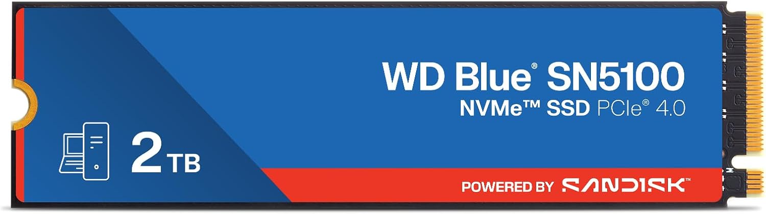 WD Blue SN5100 2TB NVMe SSD: Gen4 PCIe, 7,100 MB/s, Upgrade for PCs &